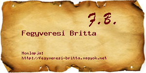 Fegyveresi Britta névjegykártya
